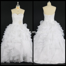 Real Photos Ruffle Wedding Dress Sleeveless Bridal Dress Beaded Ball Gown